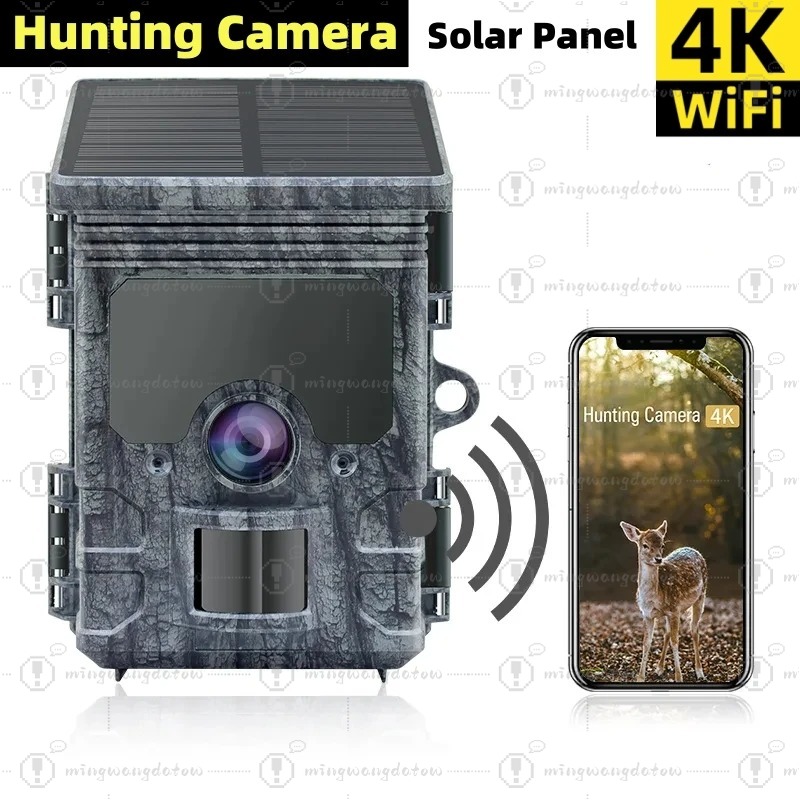 Trail Camera Solar Panel Powered - Hunting Camera 4K WiFi Solar Panel