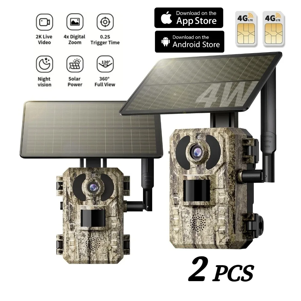 Hunting Game Camera Night Vision No Glow - 4G LTE Solar Powered Hunting Trail