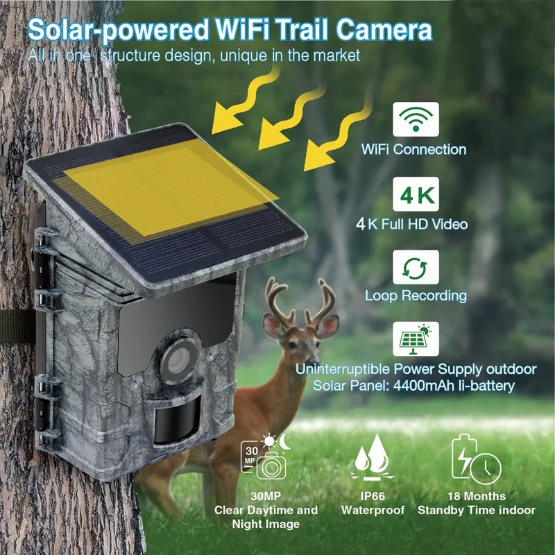 4K WiFi Solar Panel Powered Tr - đánh giá và giá Trail Camera Solar Panel Powered
