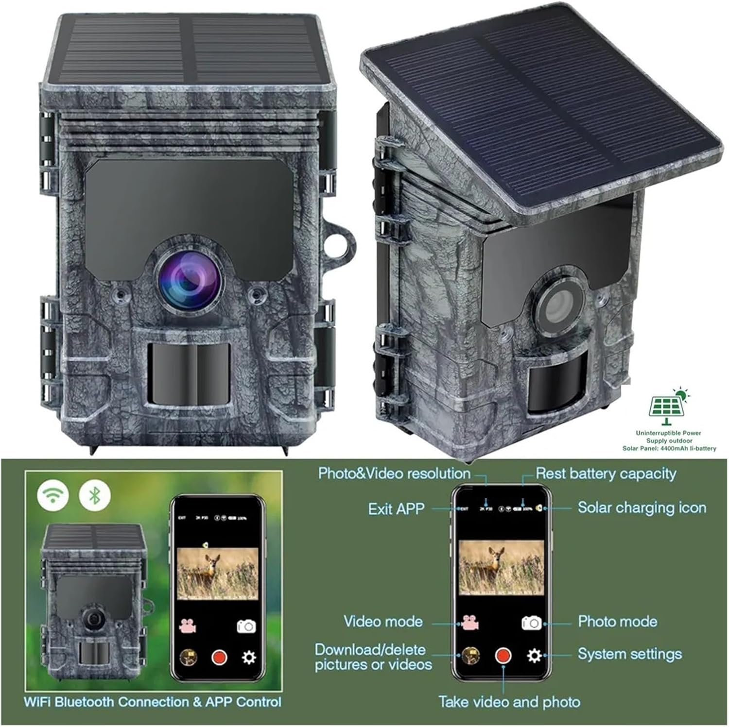 Game Camera 4K WiFi Solar Pane - đánh giá và giá Trail Camera Solar Panel Powered