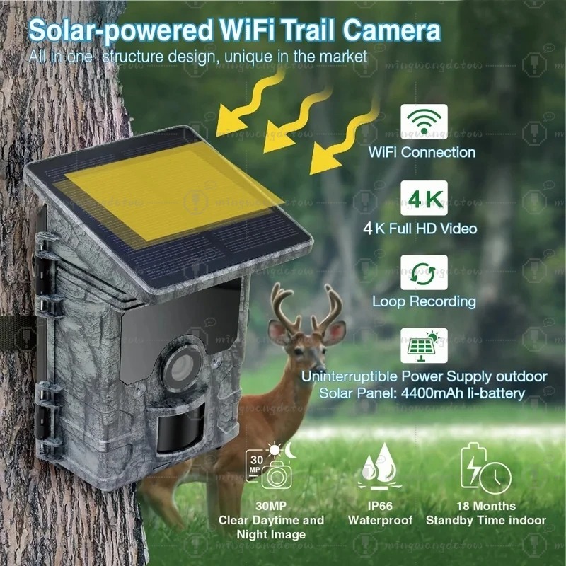 Hunting Camera  4K  WiFi Solar - đánh giá và giá Trail Camera Solar Panel Powered